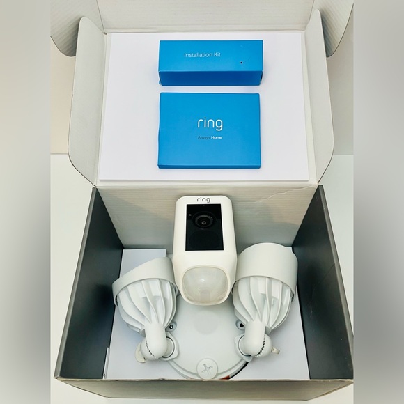 Ring Floodlight Cam Wired Plus with Motion-Activated 1080p HD Video - White